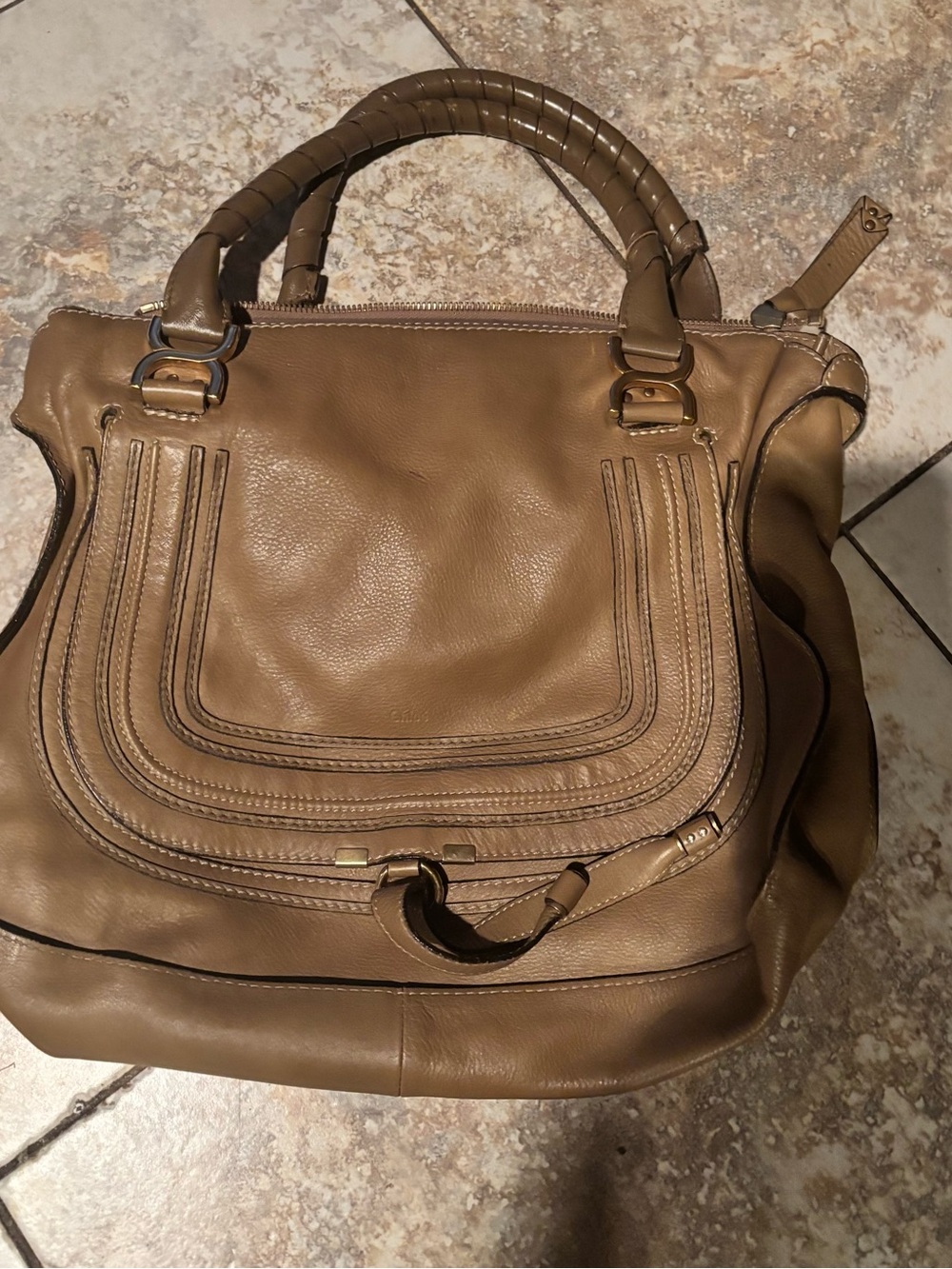 Chloe Shoulder Bag in Tan Brown Leather